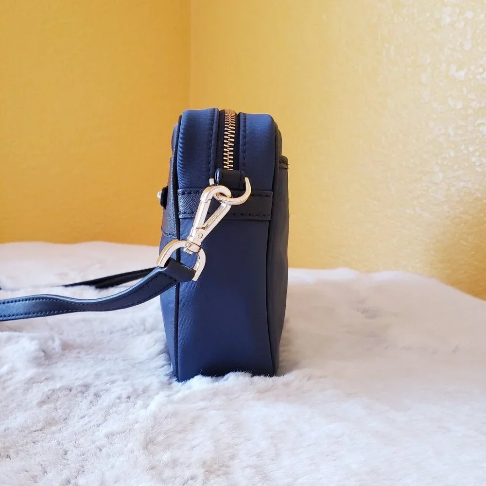 Michael Kors Jet Set Charm Women's Navy Blue Crossbody Bag Nylon Leather Trim